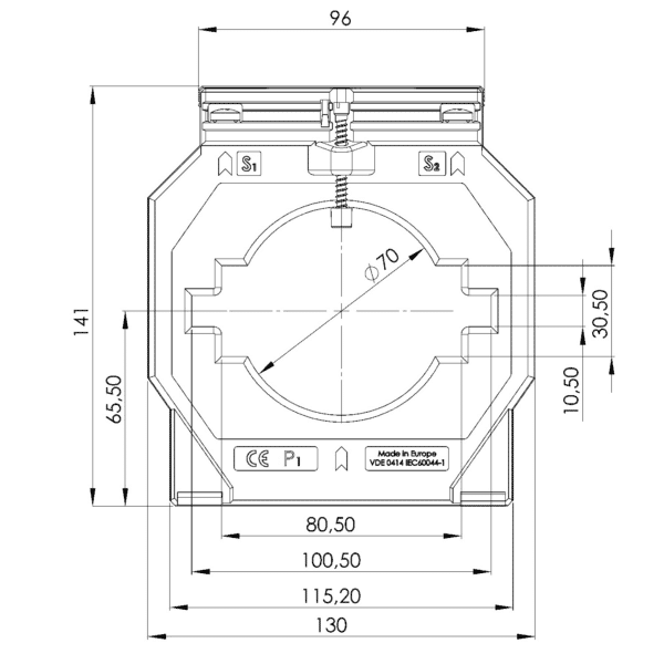 ASK 101.4 ASK plug-in current transformer, technical drawing 3