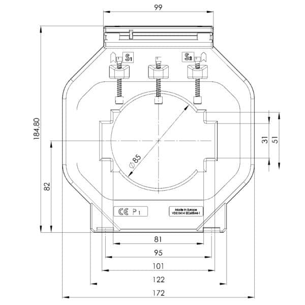 ASK 103.3 ASK plug-in current transformer, technical drawing 3