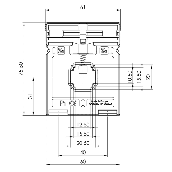 ASK 21.3 ASK plug-in current transformer, technical drawing 3