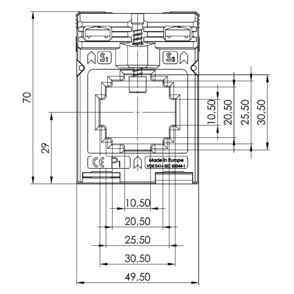 ASK 231.5 ASK plug-in current transformer, technical drawing 3