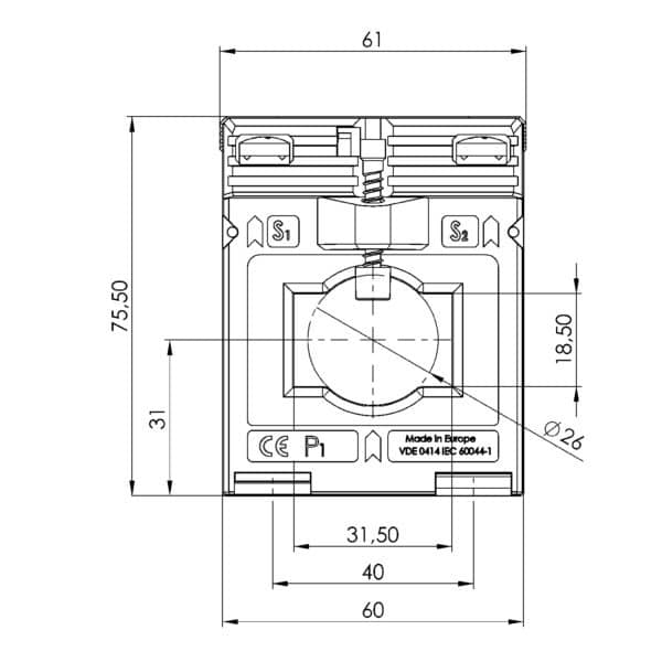 ASK 318.3 ASK plug-in current transformer, technical drawing 3