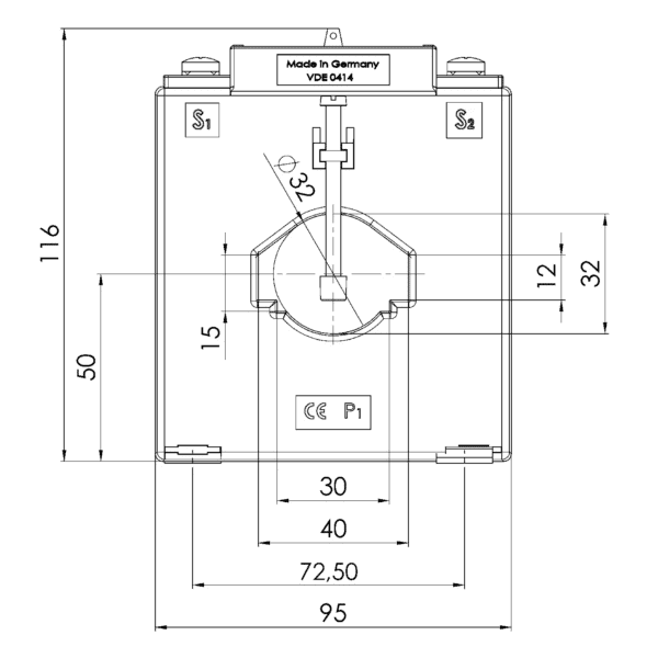 EASK 41.6, EASK – Plug-on current transformer billing measurement, technical drawing 3