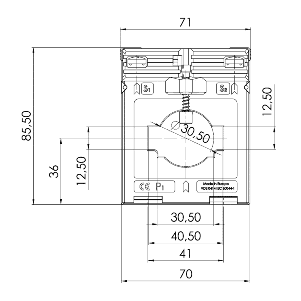 ASK 412.4 ASK plug-in current transformer, technical drawing 3