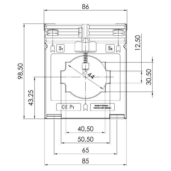 ASK 51.4 ASK plug-in current transformer, technical drawing 3