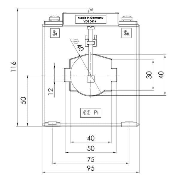 EASK51.6, EASK – Plug-on current transformer billing measurement, technical drawing 3