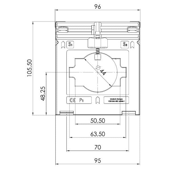 EASK 61.4, EASK – Plug-on current transformer billing measurement, technical drawing 3