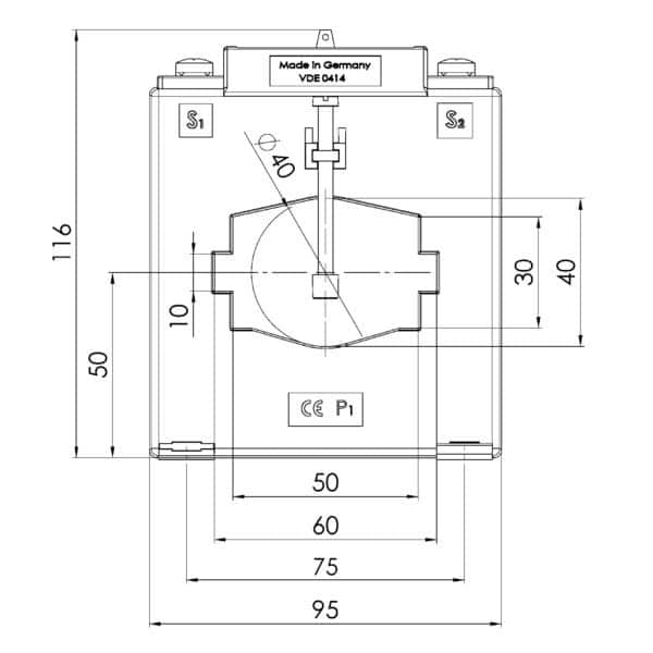 EASK 61.6, EASK – Plug-on current transformer billing measurement, technical drawing 3