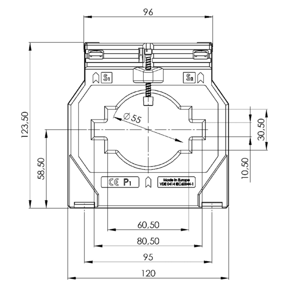 EASK 81.4, EASK – Plug-on current transformer billing measurement, technical drawing 3