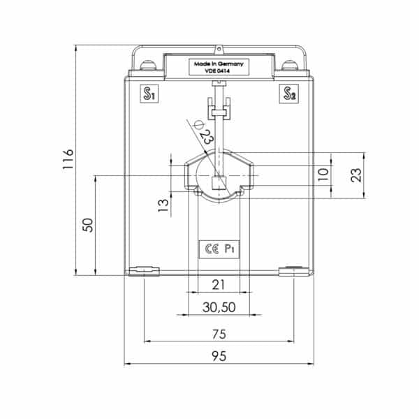 ASK 31.4 ASK plug-in current transformer, technical drawing 3