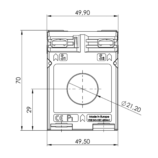 ASR 21.5 ASR – Rod current transformer technical drawing 3