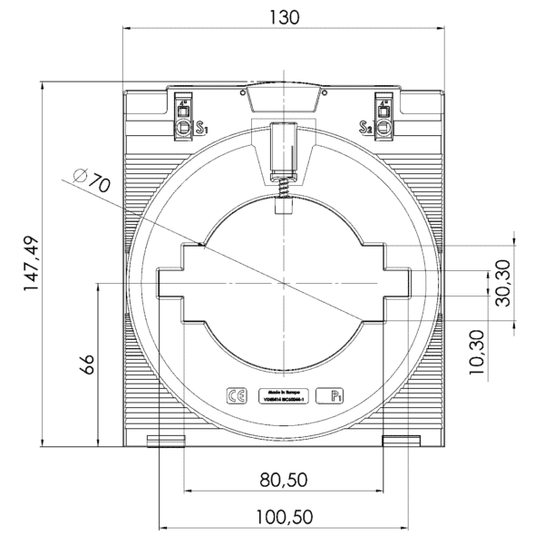 CTB 101.35, CTB – plug-in current transformer, technical drawing 3