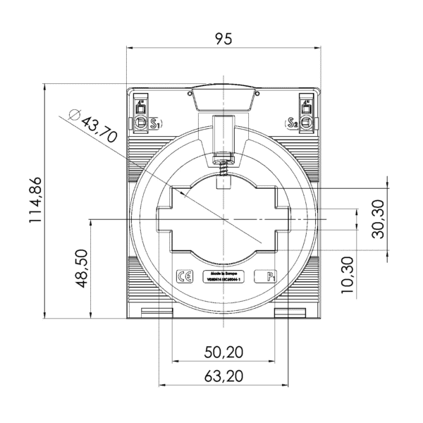 SASK 61.35, SASK – Protective current transformer, technical drawing 3