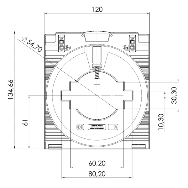 CTB 81.35, CTB – plug-in current transformer, technical drawing 3