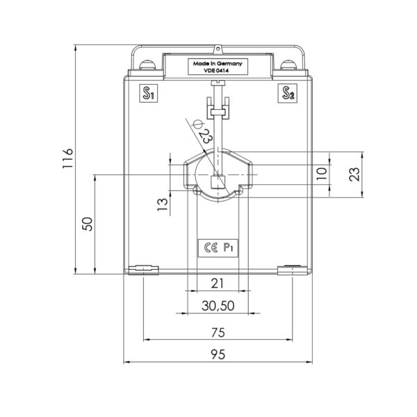 SASK 31.6 SASK – Protective current transformer, technical drawing 3