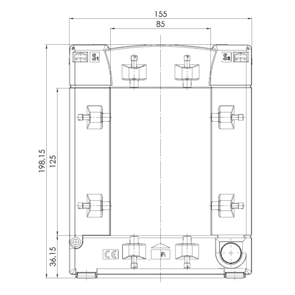 KBU 812, KBU – cable conversion current transformer, technical drawing 3