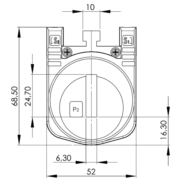 NH 6.1 2U, NH – Current transformers for fuse separation strips of size 1, 2 and 3, technical drawing 3