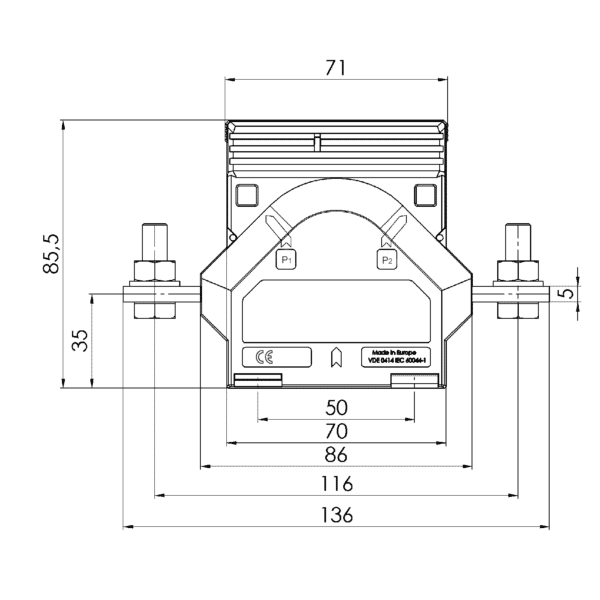 WSK 70.6N WSK – Winding current transformer technical drawing 3