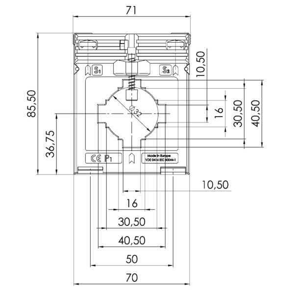 ASK 41.4 ASK plug-in current transformer, technical drawing 3