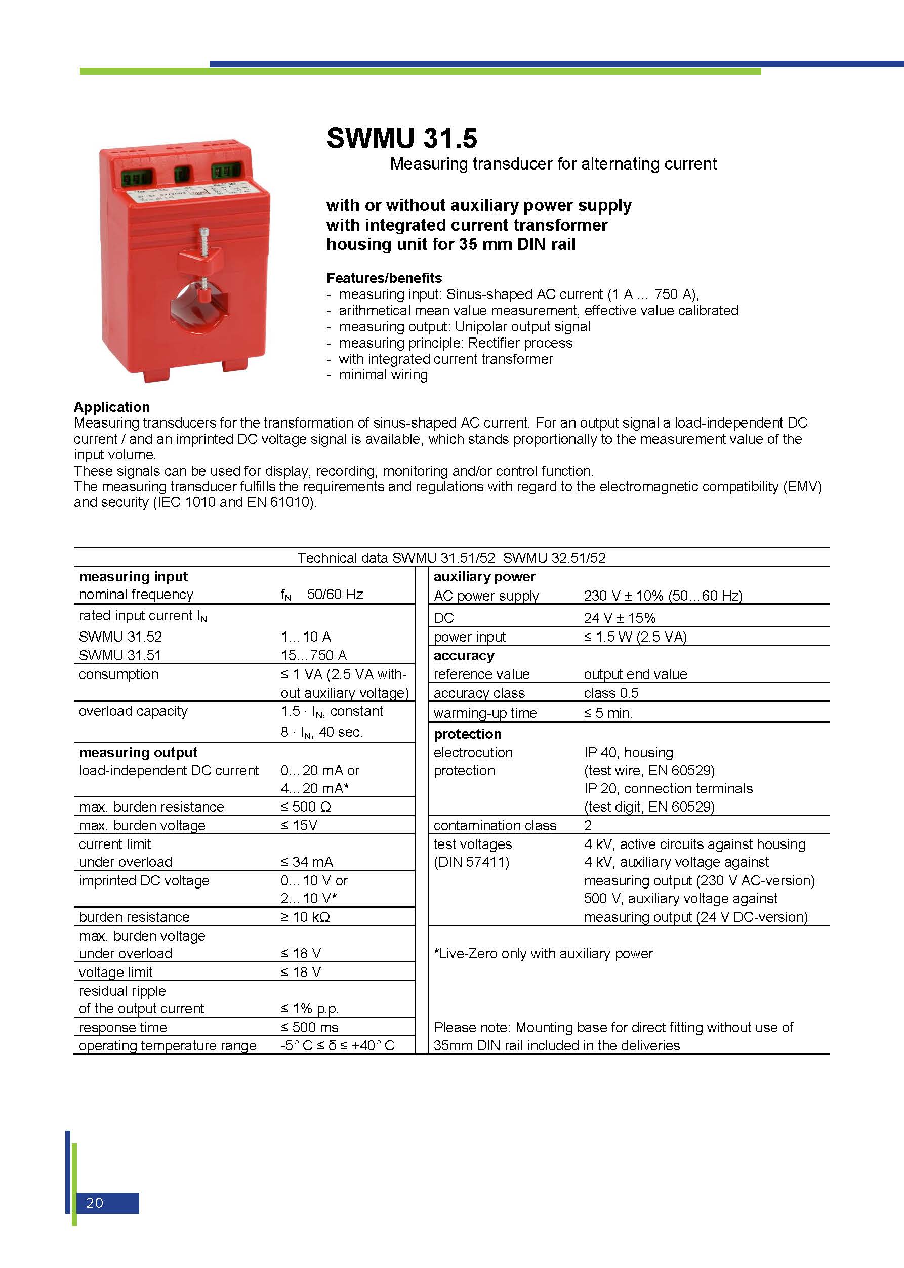 SWMU 31.5 Measuring transducer for alternating current