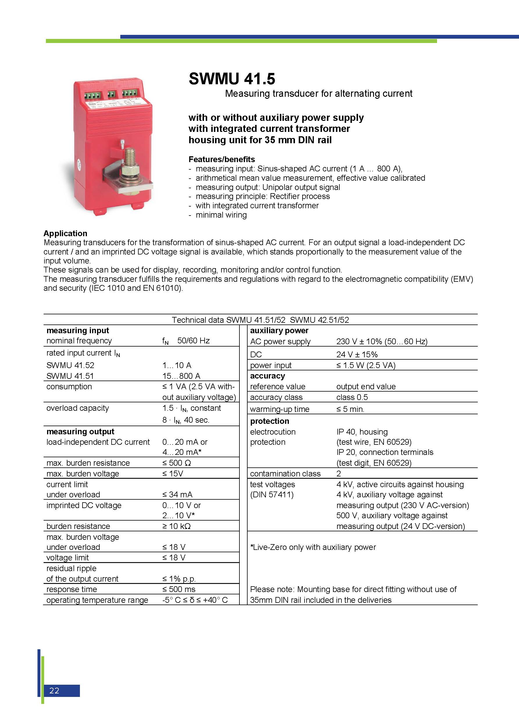 SWMU 41.5 Measuring transducer for alternating current