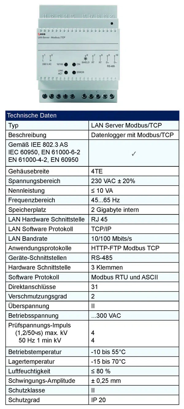 product image from Data logger LAN Server Modbus-TCP/IP