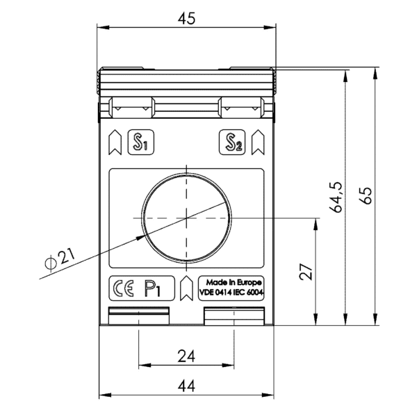 Rohrstromwandler ASR 20.3 Technische Zeichnung 3