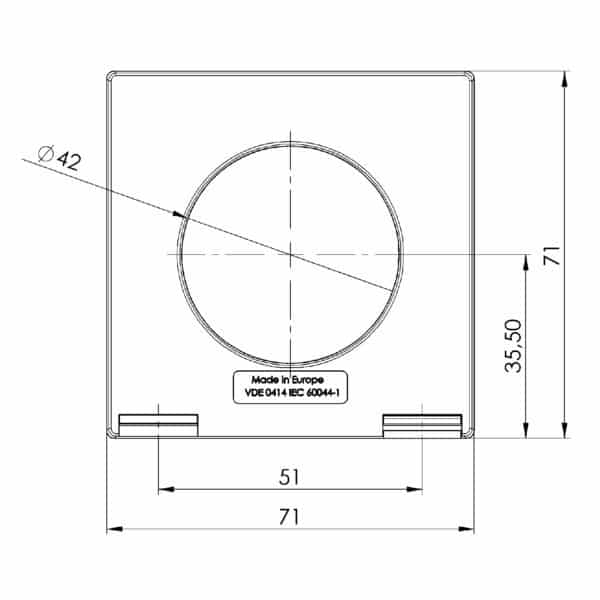 Rohrstromwandler ASR 42.45 Technische Zeichnung 3