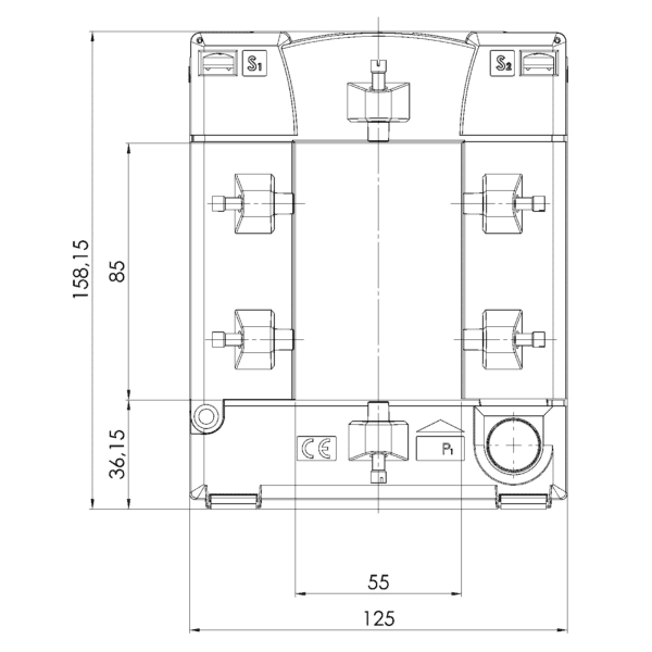 KBU – Kabelumbaustromwandler mit teilbarem Kern, KBU 58 technische Zeichnung 3